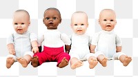 Diverse baby dolls png, transparent background