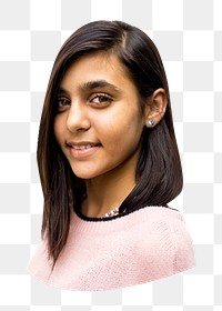 Cheerful Arab girl png, transparent background