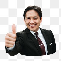 Businessman thumbs up png, transparent background