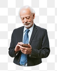 Businessman using phone png, transparent background