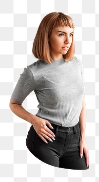 Png woman with blunt bob haircut sticker, transparent background