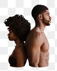 Seminude black couple png sticker, transparent background