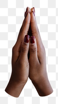 Praying hands png gesture on transparent background