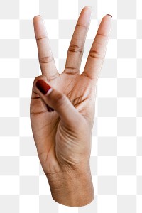 Three hand gesture png sticker, transparent background