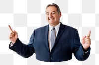 Cheerful senior businessman png sticker, transparent background