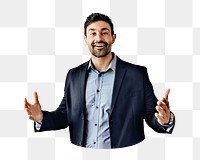 Happy businessman png, transparent background