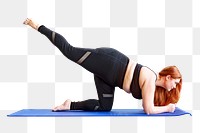 Plus-sized woman yoga png, transparent background