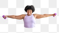 Png black woman exercising sticker, transparent background