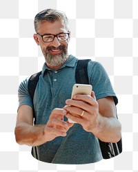 Smiling bearded man png, transparent background