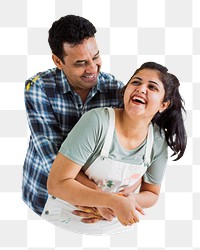 Happy Indian couple png, transparent background