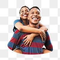 Happy black couple png, transparent background