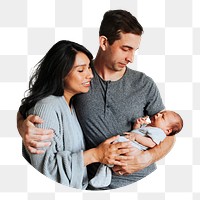 Young happy family png, transparent background