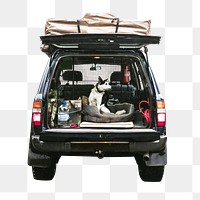 Png road trip with dog sticker, transparent background