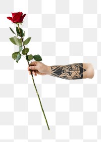 Man giving rose png sticker, valentine&rsquo;s day, transparent background