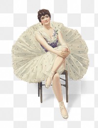 Png the belle of the ballet sticker, vintage illustration, transparent background