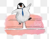 PNG busy penguin, illustration, collage element, transparent background