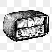 Png vintage retro radio illustration, transparent background