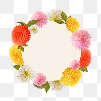 Colorful flower png frame, transparent background