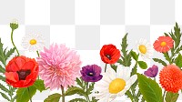 Colorful flowers png border, transparent background