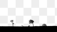 PNG Misty field in black and white collage element, transparent background