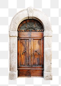 PNG wooden arched door, collage element, transparent background