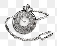 PNG Antique pocketwatch, collage element, transparent background