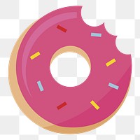 Strawberry glazed donut png food illustration, transparent background