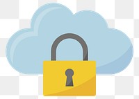 Cloud security png element, transparent background