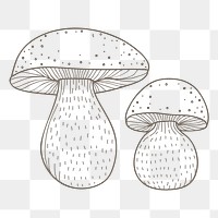 Mushroom png line art, transparent background