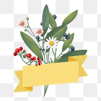 Flower banner png illustration, transparent background