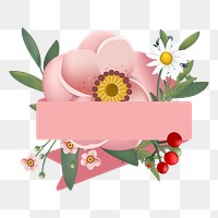 Flower banner png illustration, transparent background