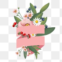 Flower banner png illustration, transparent background