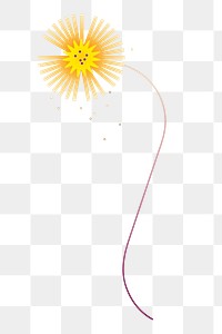 Png geometric dandelion flower illustration, transparent background