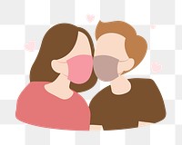 Couple png wearing mask, transparent background