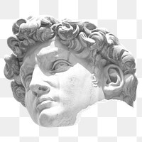 Greek statue head png, transparent background