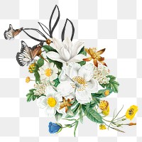 Aesthetic white flowers png element, transparent background