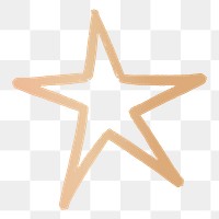 Gold star doodle png, transparent background