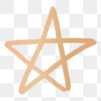 Gold star doodle png, transparent background