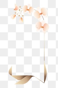 Png geometric orchid flower border, transparent background