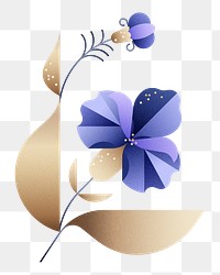 Png geometric iris flower illustration, transparent background