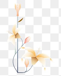 Png geometric lily flower illustration, transparent background