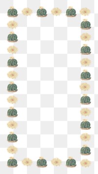 Cactus pattern png rectangle frame, transparent background