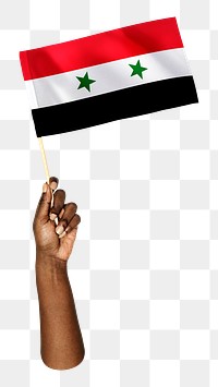 Png Syria's flag in hand, national symbol, transparent background