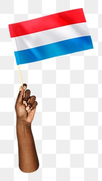 Luxembourg's flag png in black hand on transparent background