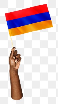 Armenia's flag png in black hand on transparent background