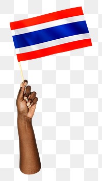 Thailand's flag png in black hand on transparent background