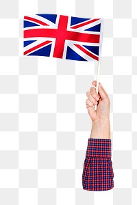 United Kingdom's flag png in hand on transparent background