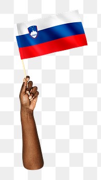 Png Republic of Slovenia's flag in black hand, national symbol, transparent background