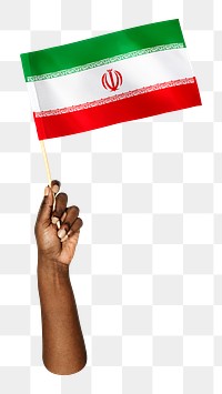 Png Iran's flag in black hand, national symbol, transparent background