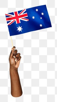 Australia's flag png in black hand on transparent background